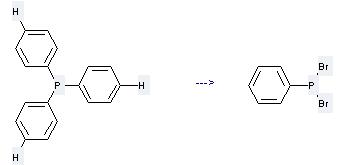 Phenylphosphonous dibromide can be prepared by triphenylphosphane at the temperature of 300°C